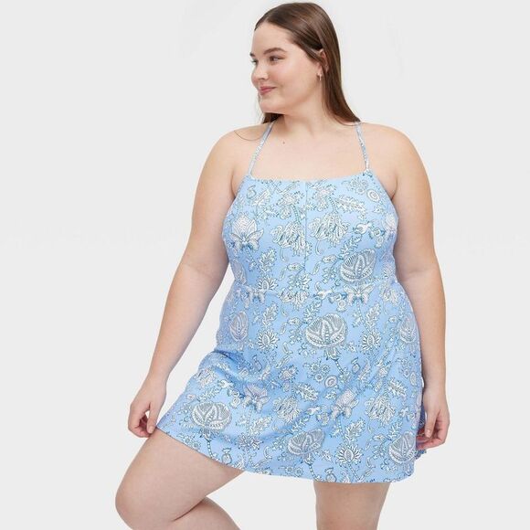 Roller Rabbit Dresses & Skirts - Roller Rabbit - Women's Floral Vines Zip-Front Mini Tennis Dress B Blue
